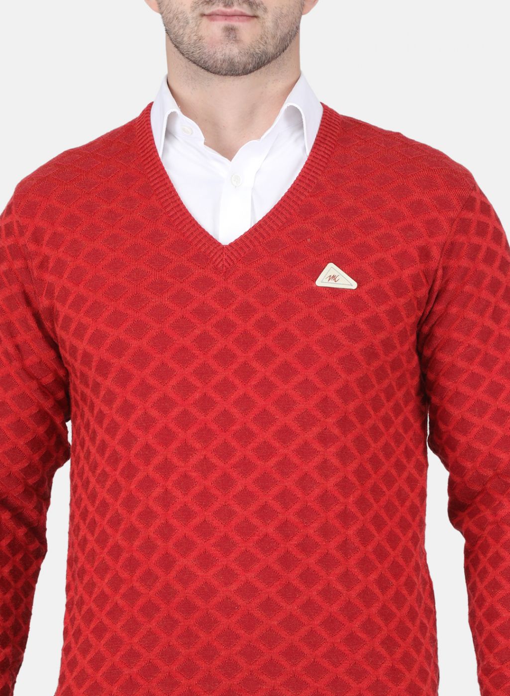 Men Orange Jaquard Pullover