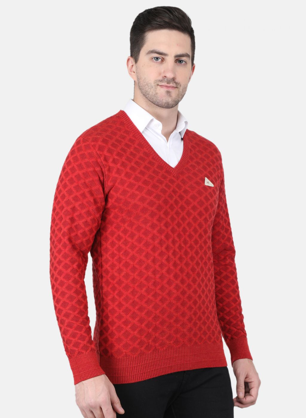 Men Orange Jaquard Pullover