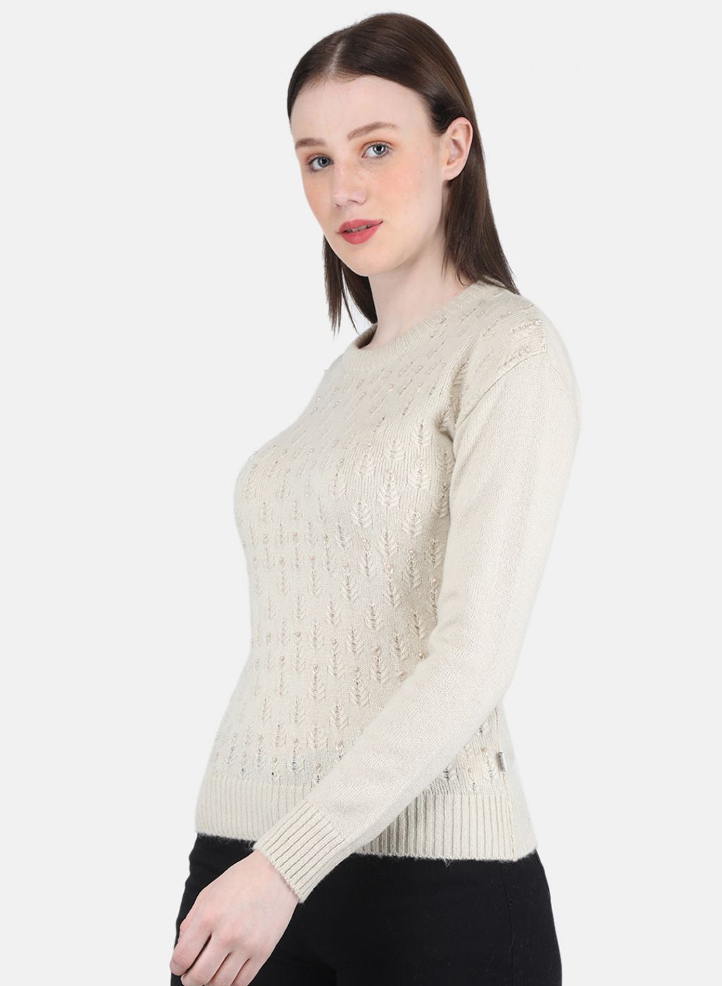 Women Cream Self Design Top