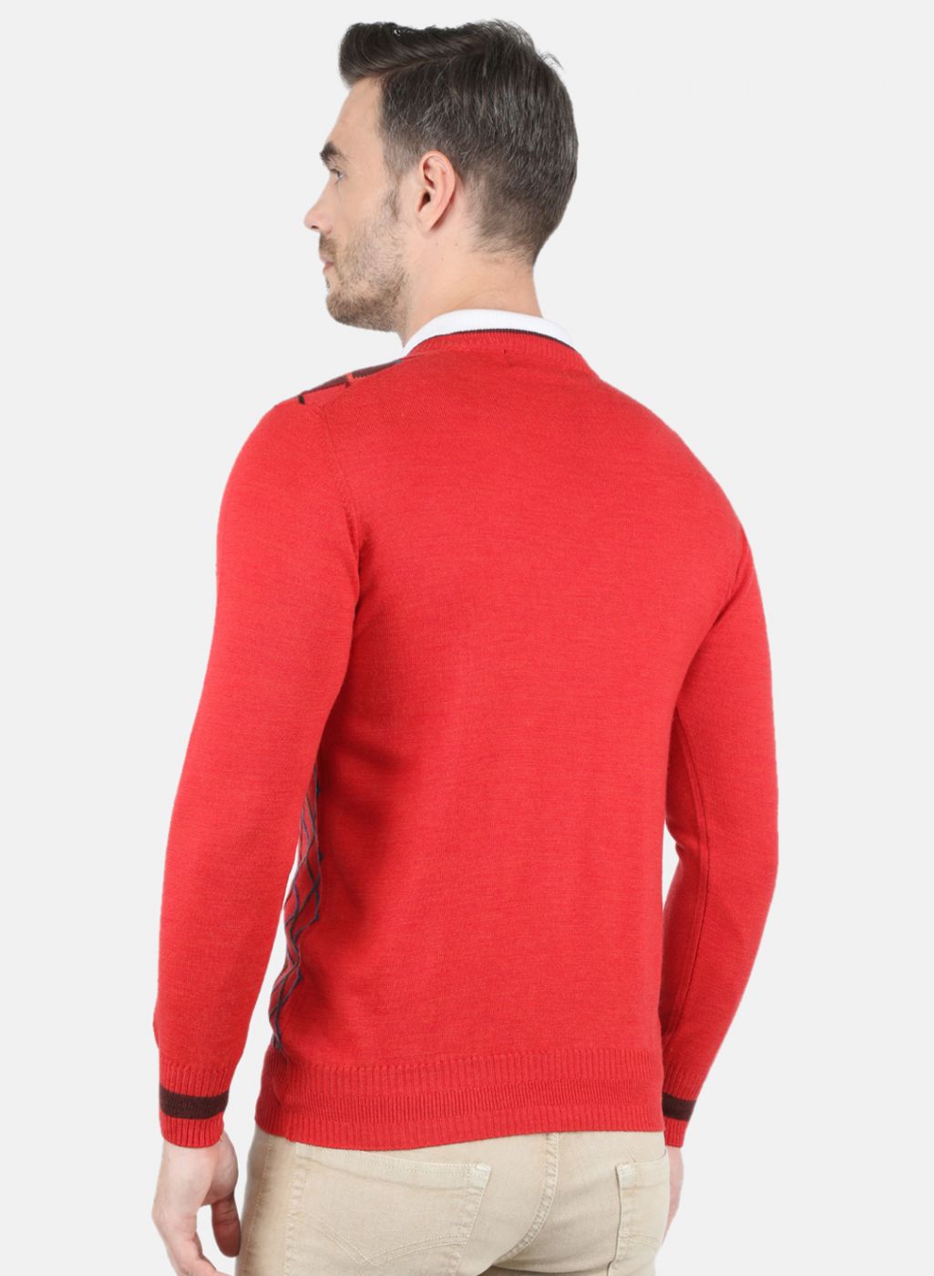 Men Red Printed Pullover