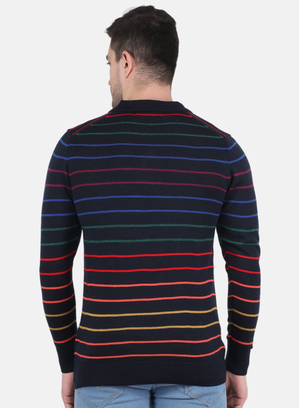 Men NAvy Blue Stripe T-Shirt