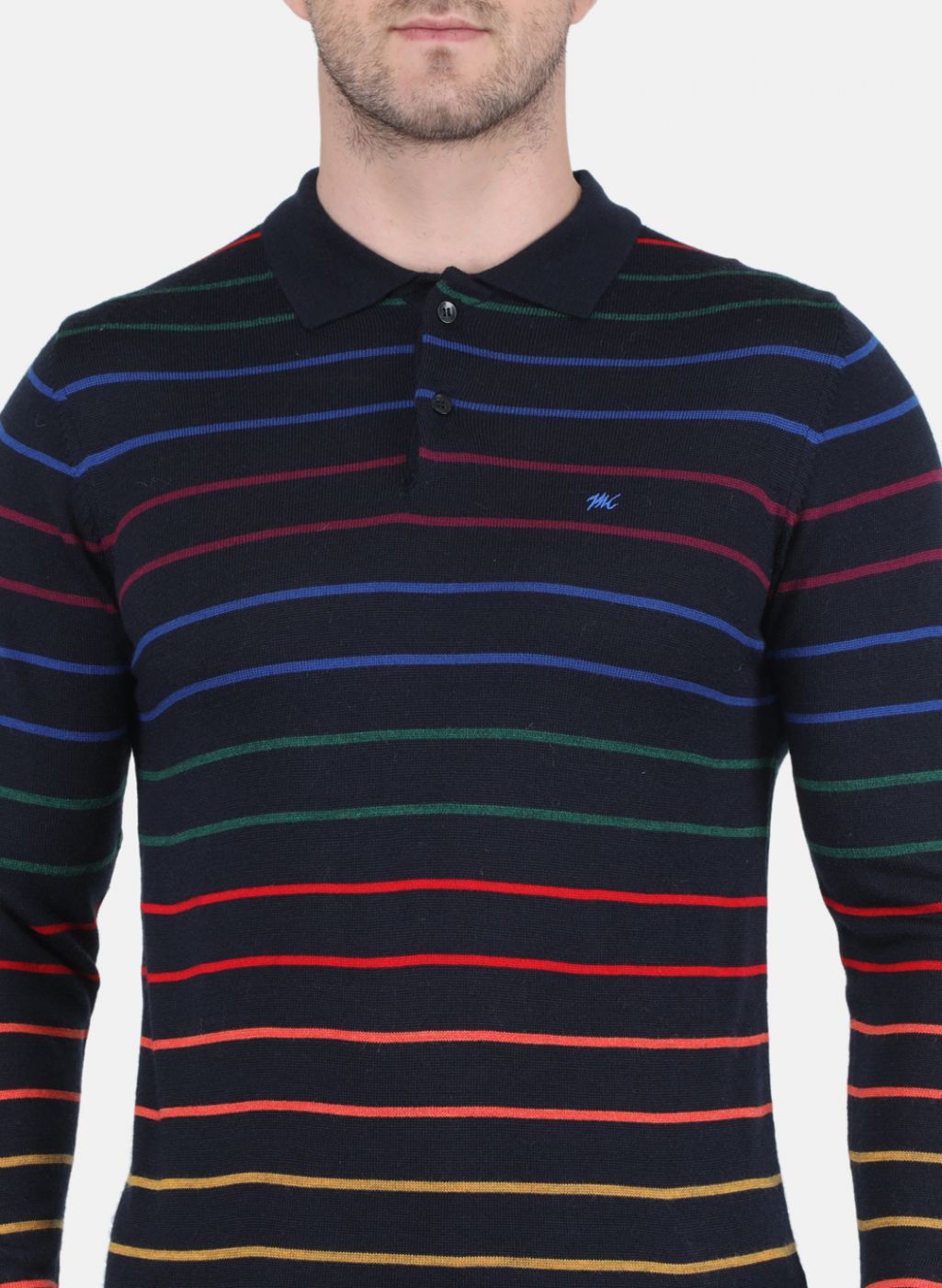 Men NAvy Blue Stripe T-Shirt