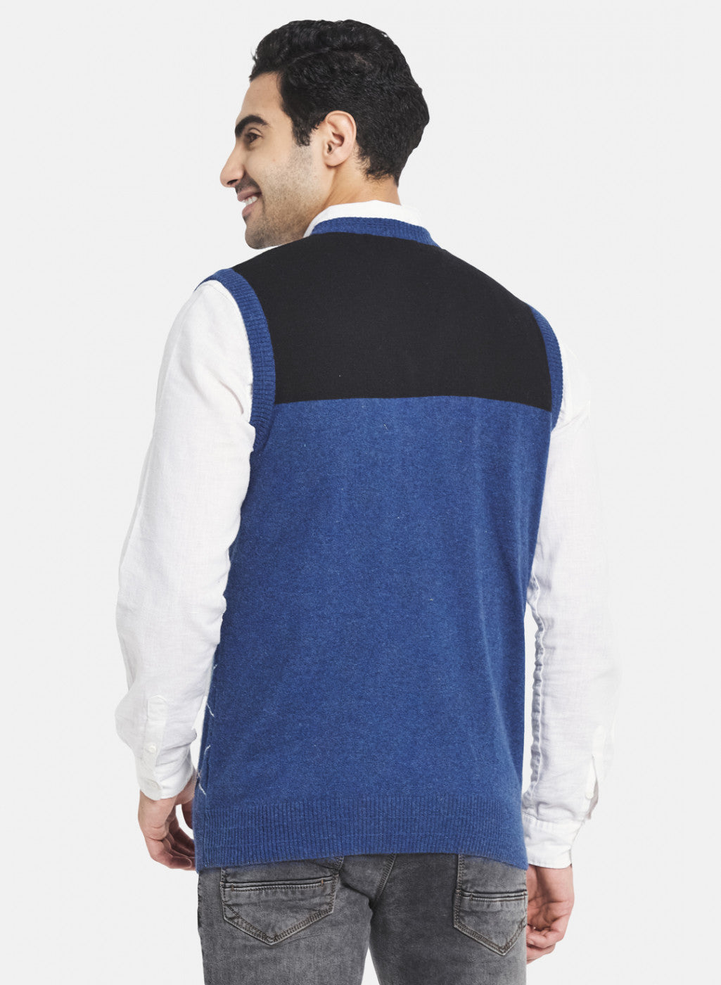 Men Blue Printed Sweater