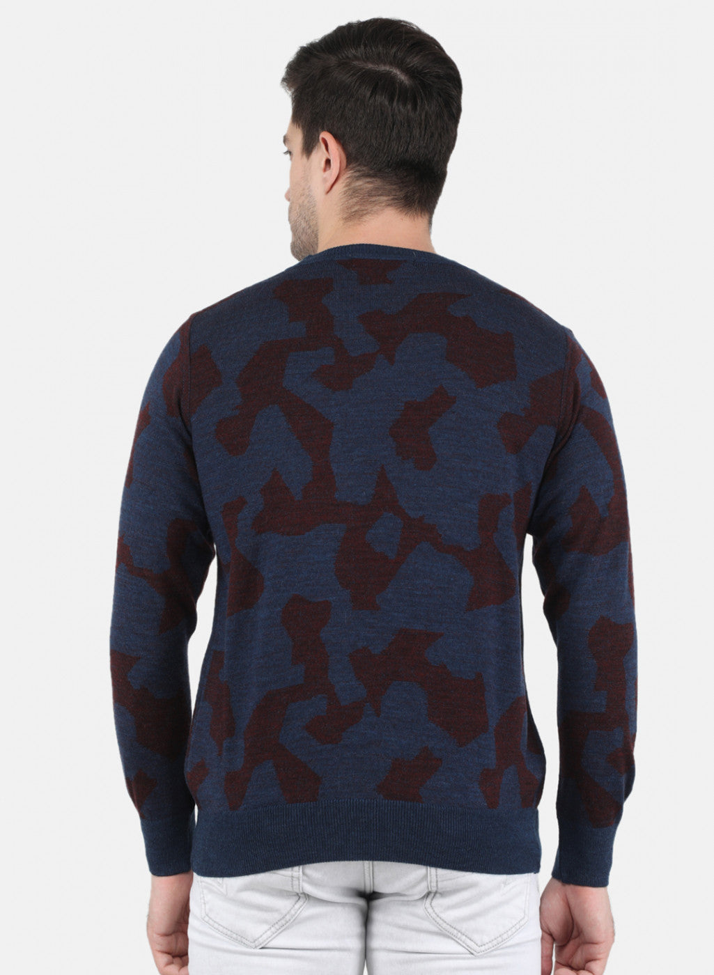 Men Blue Jaquard Pullover