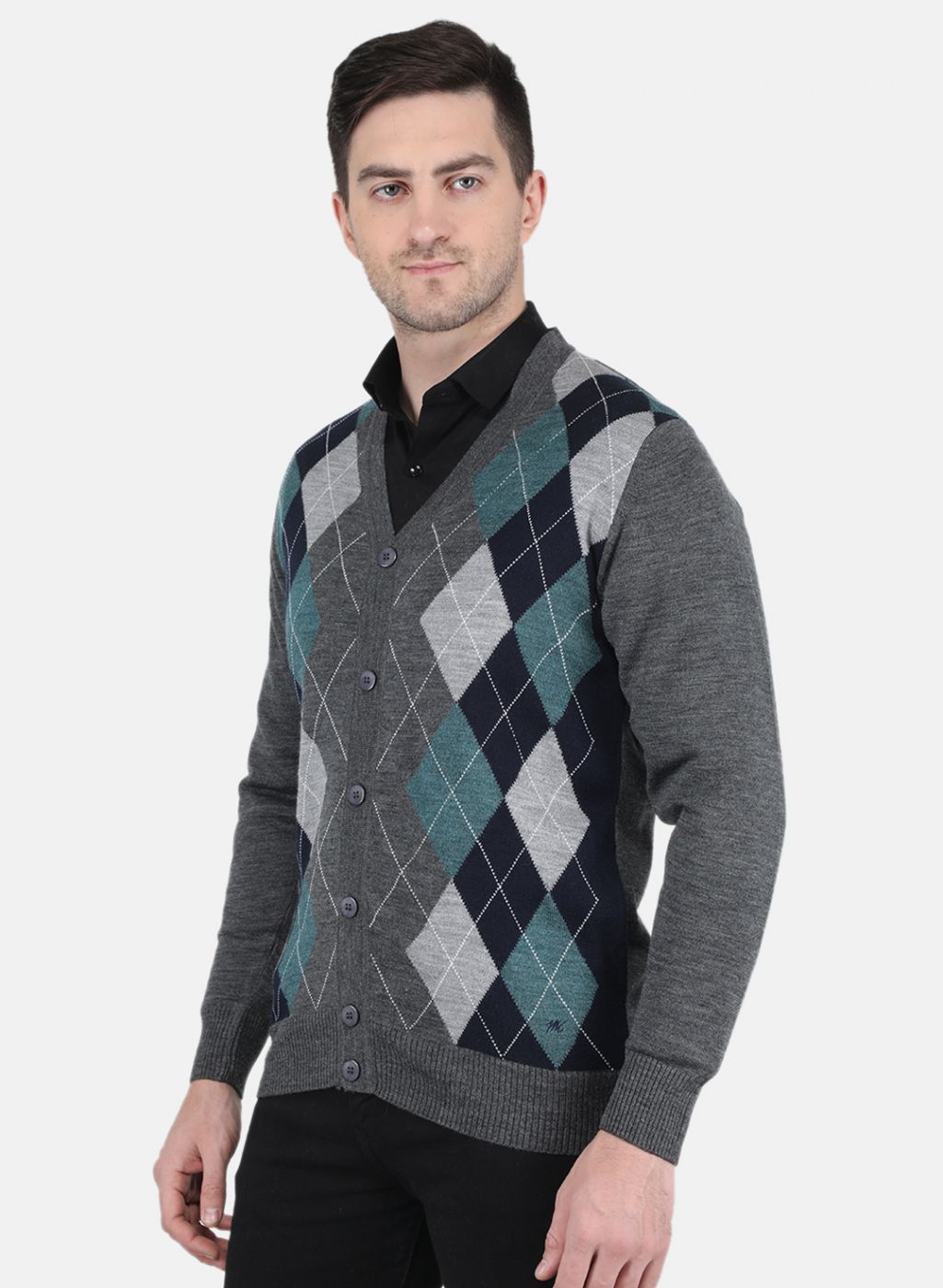 Men Grey Printed Cardigan