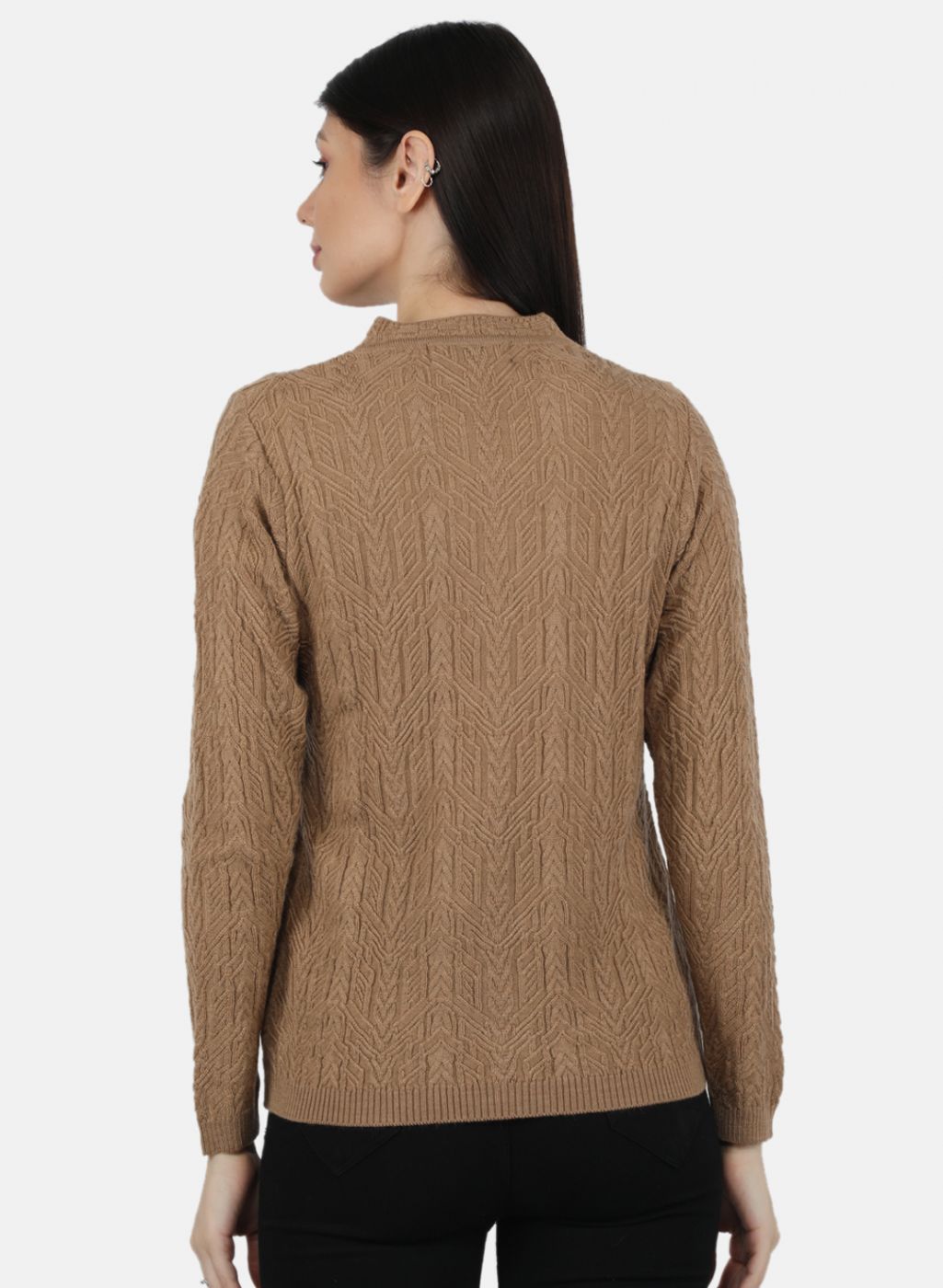 Women Beige Self Design Cardigan