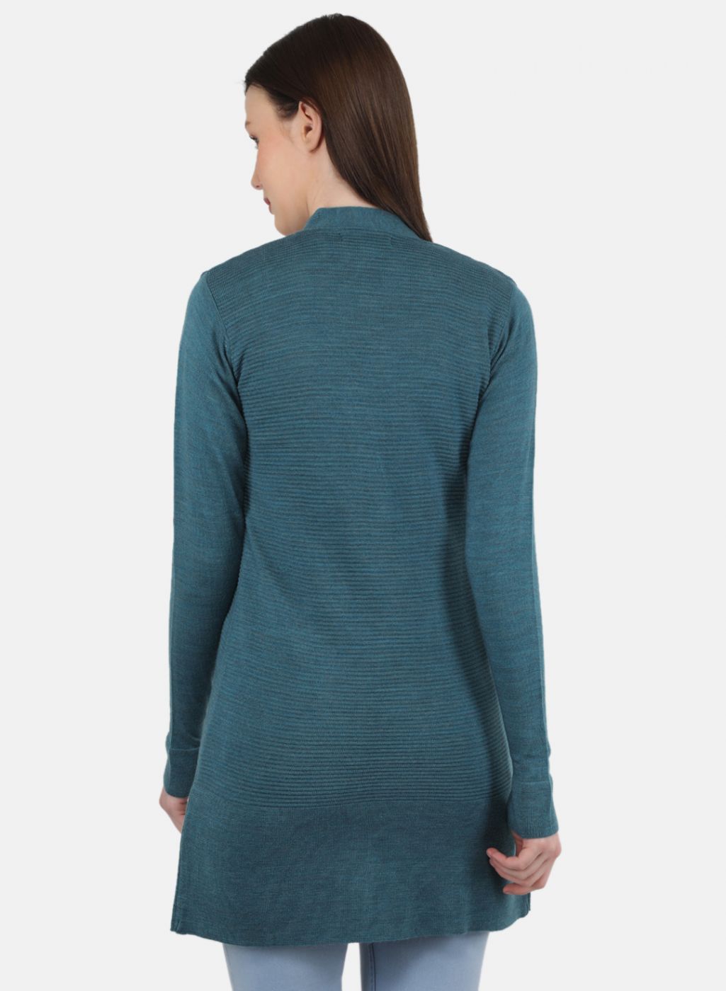 Women Blue Self Design Cardigan