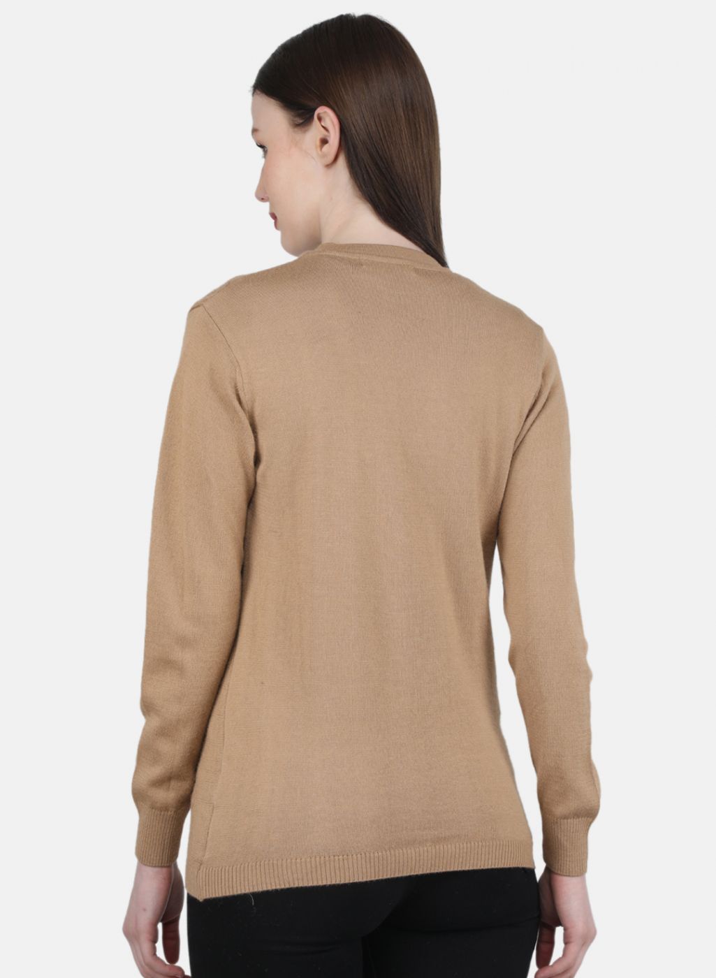 Women Brown Self Design Cardigan