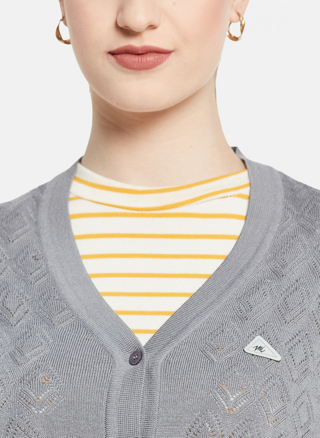 Women Grey Self Design Cardigan