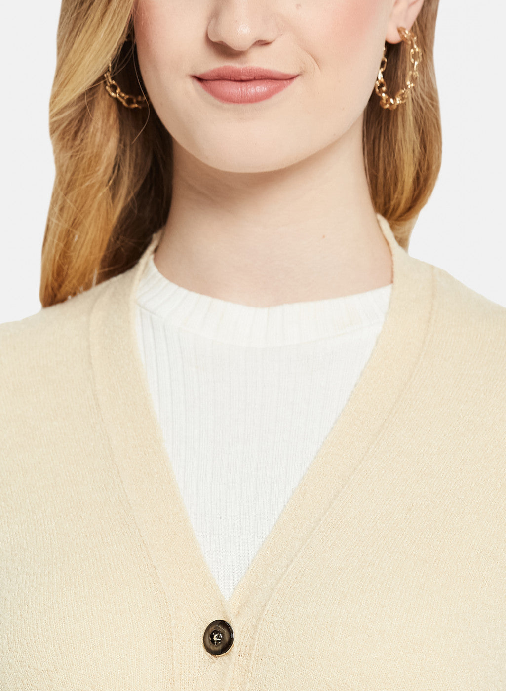 Women Cream Self Design Cardigan