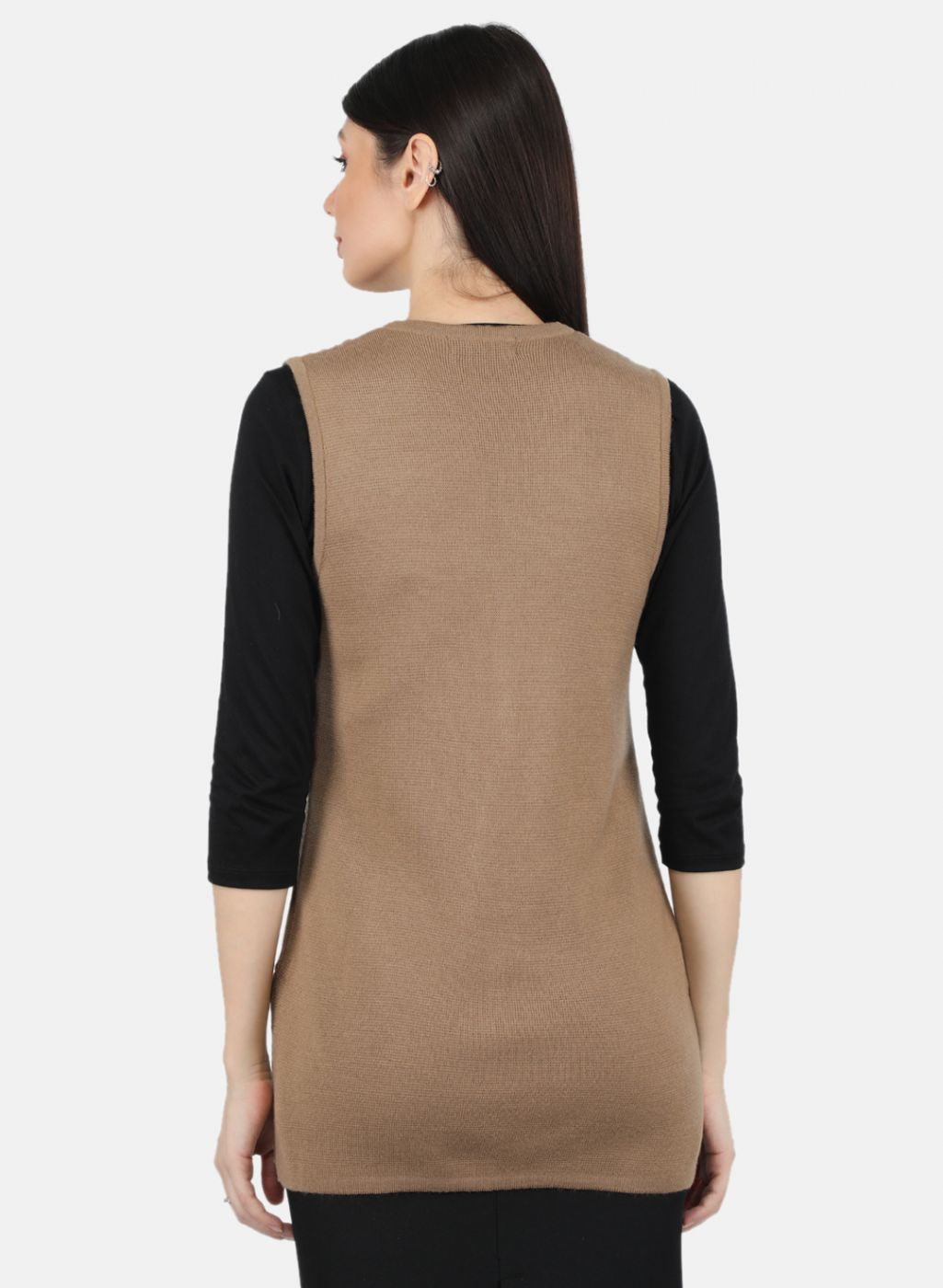 Women Brown Self Design Cardigan