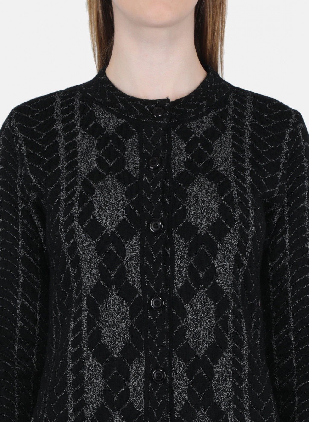 Women Black Self Design Coat