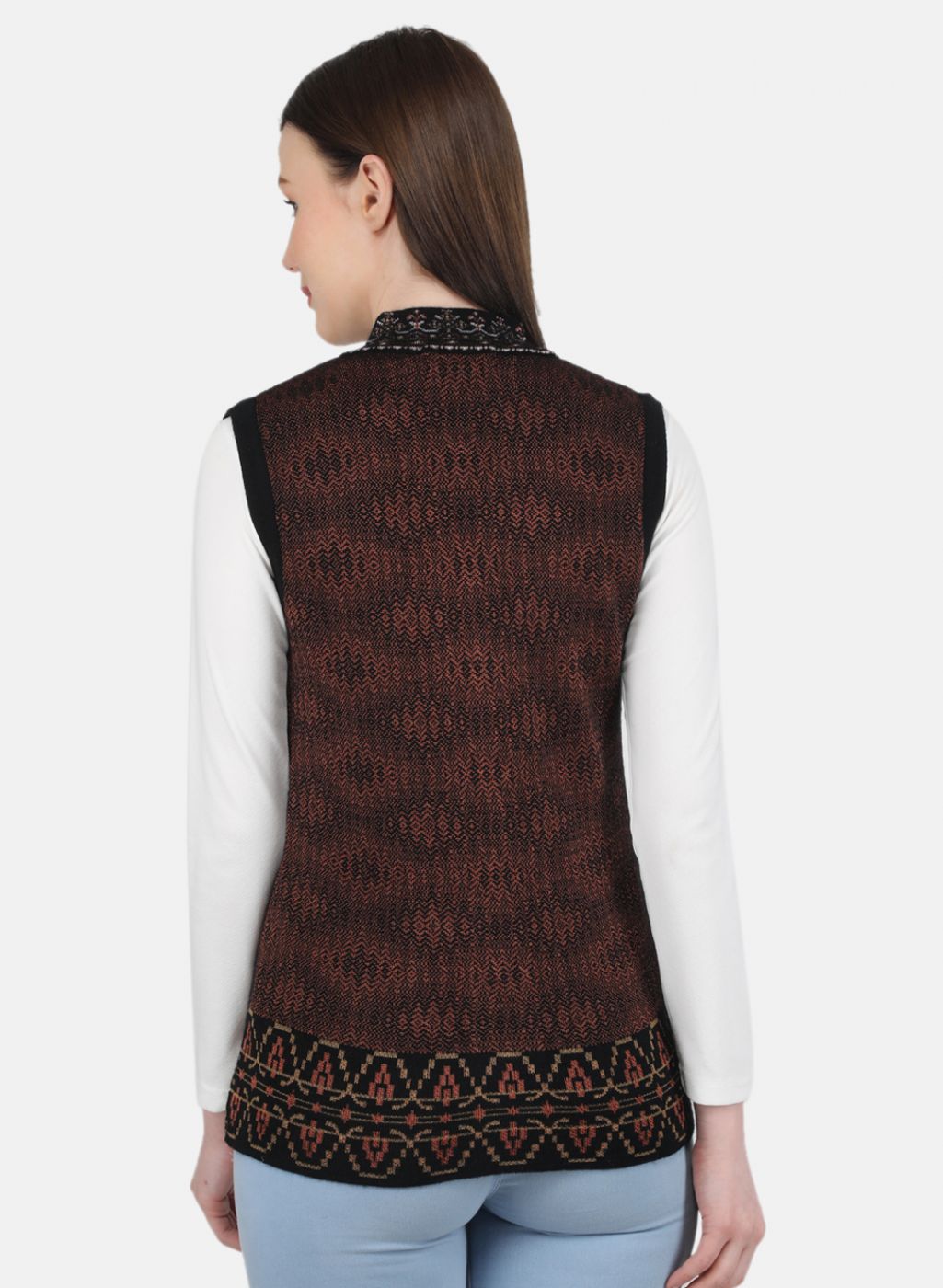 Women Black Self Design Cardigan