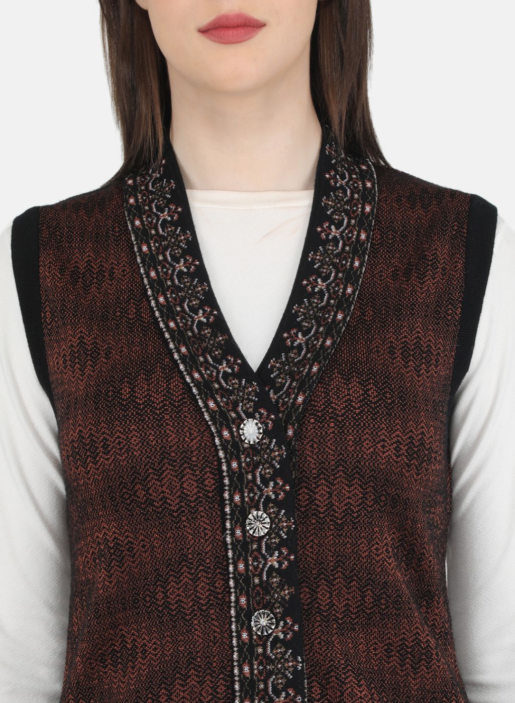 Women Black Self Design Cardigan