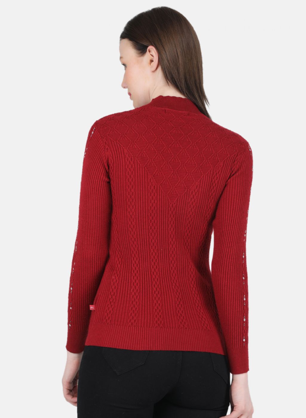 Women Maroon Self Design Top