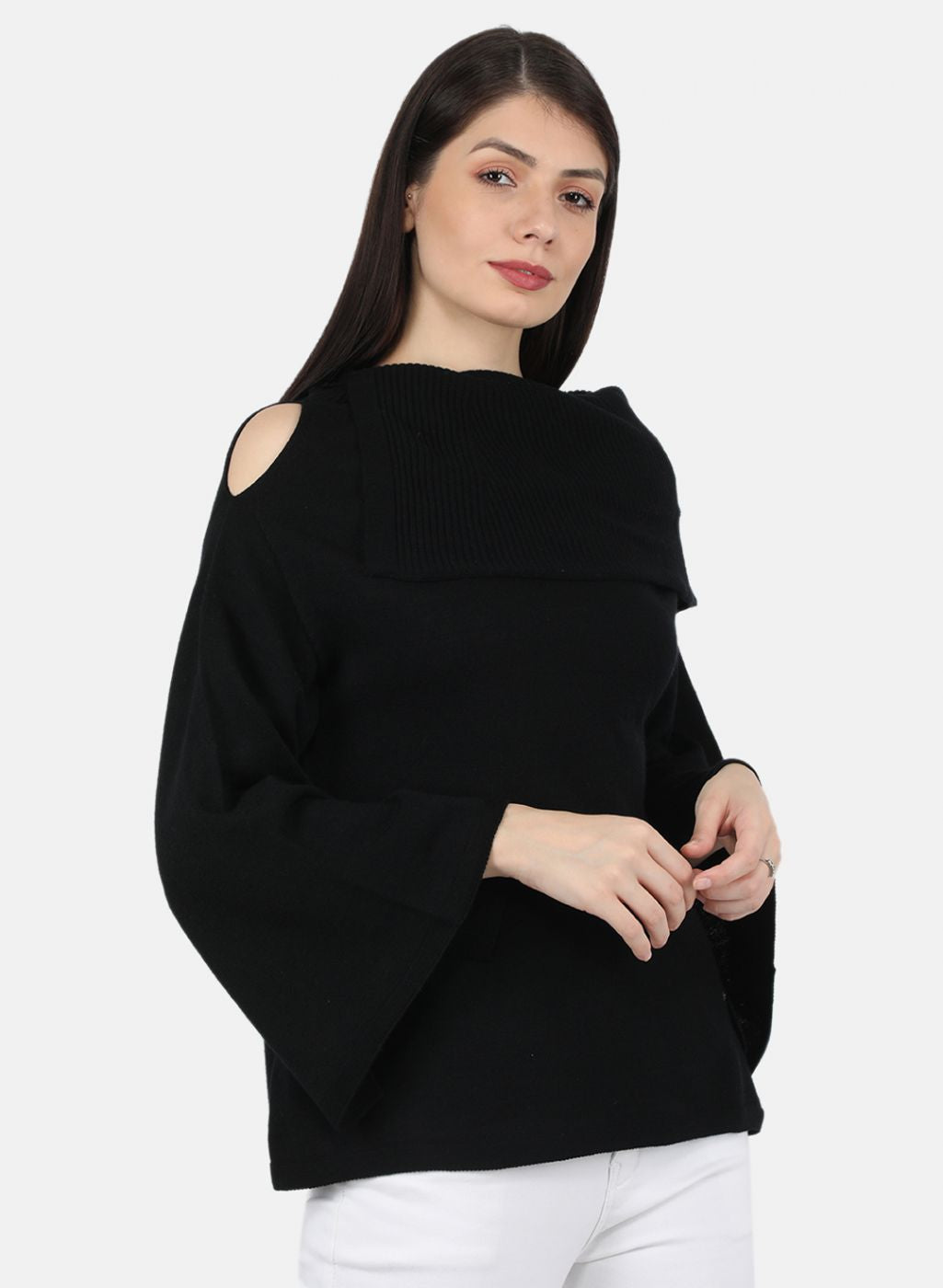 Women Black Self Design Top