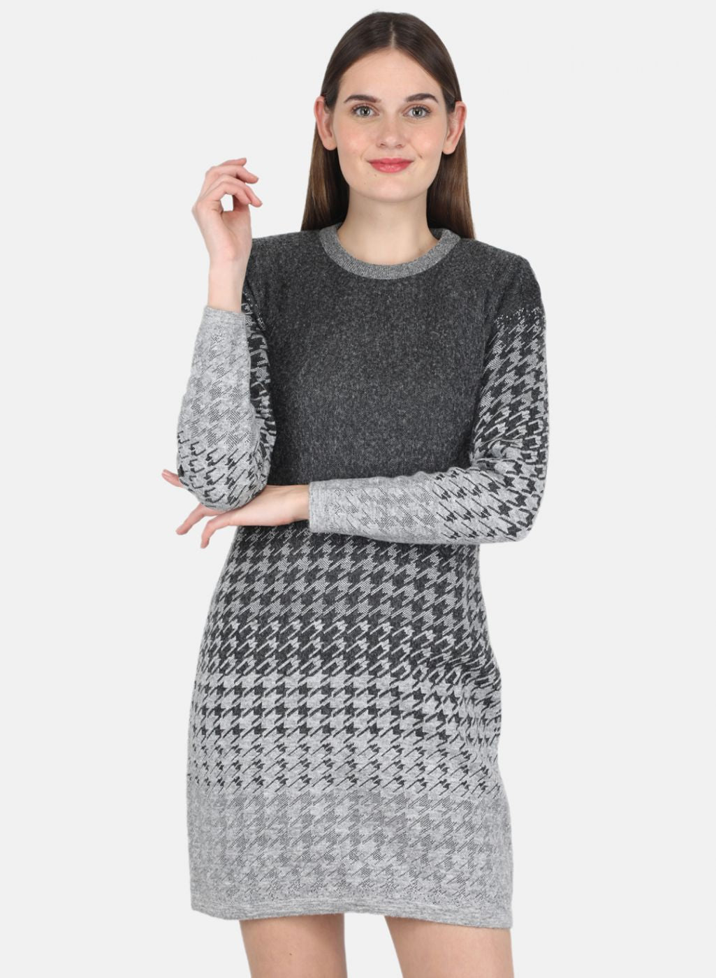 Women Grey Jaquard Dress