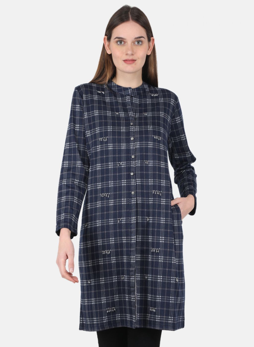 chinese dress ladies Buy Women Navy Blue Self Design Dress Online in India