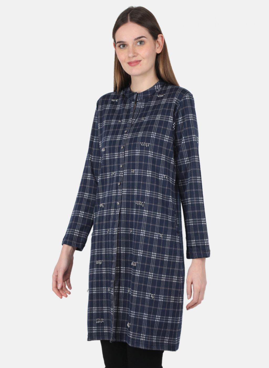 Women NAvy Blue Self Design Dress