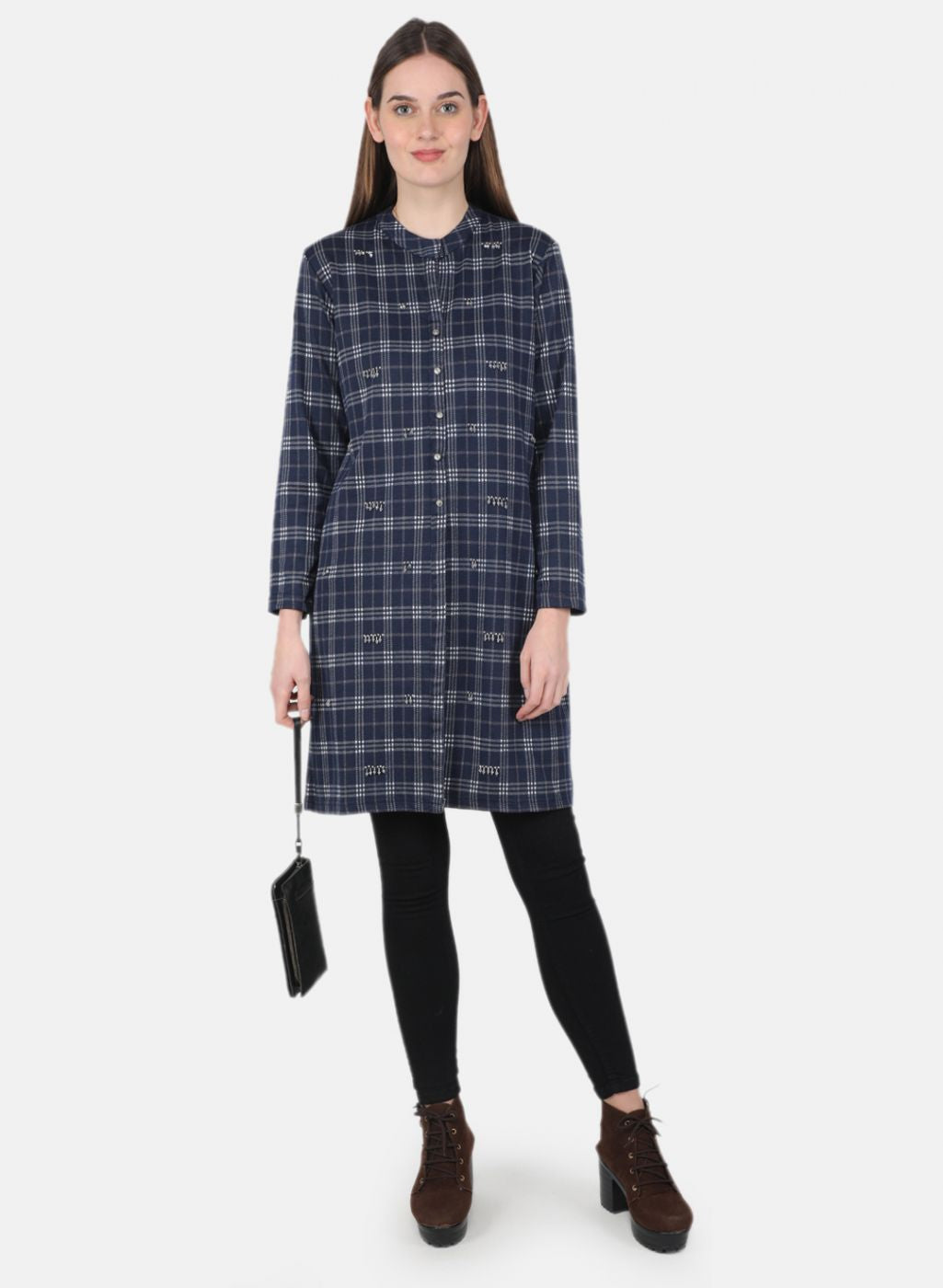 Women NAvy Blue Self Design Dress