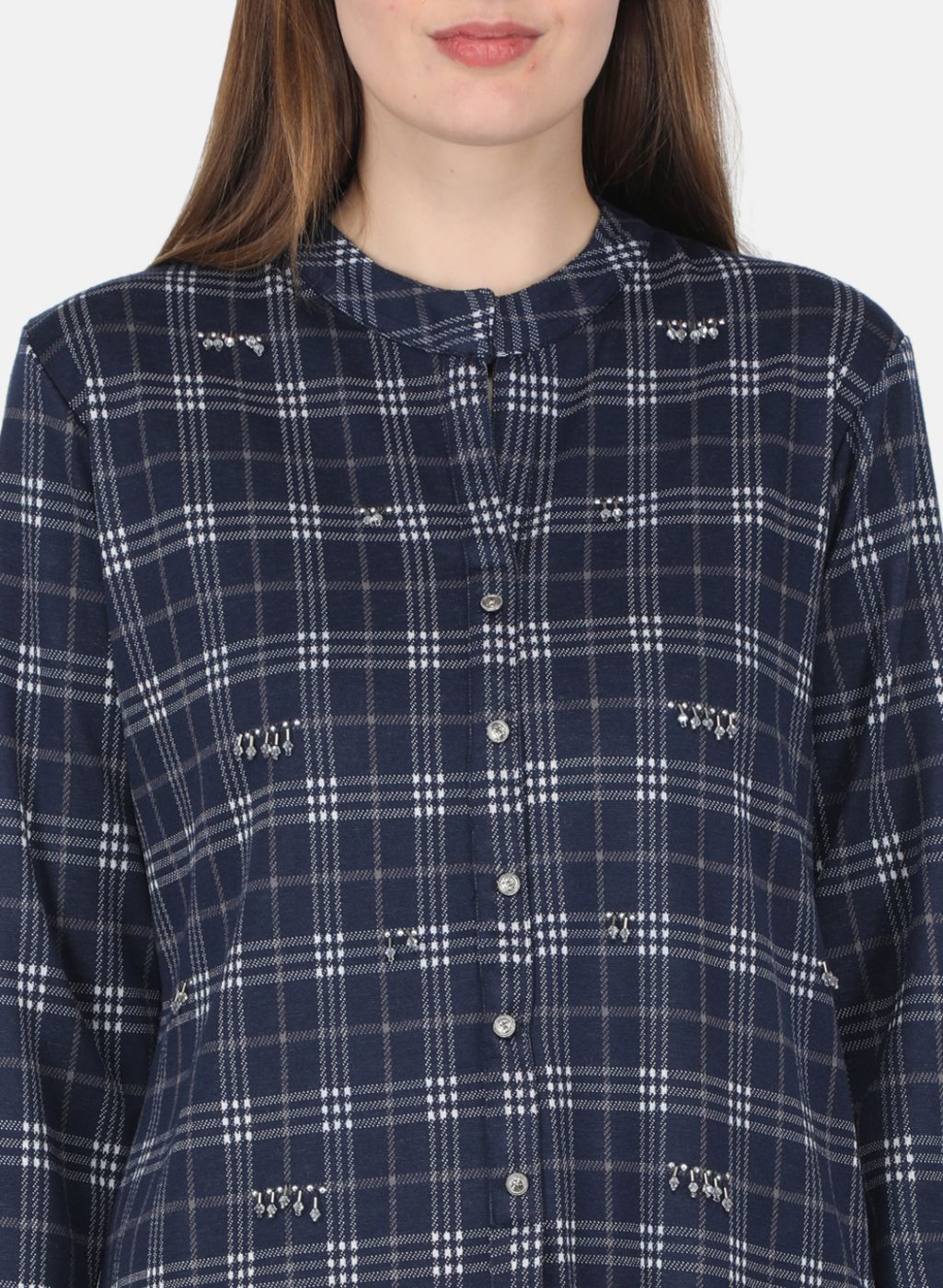 Women NAvy Blue Self Design Dress