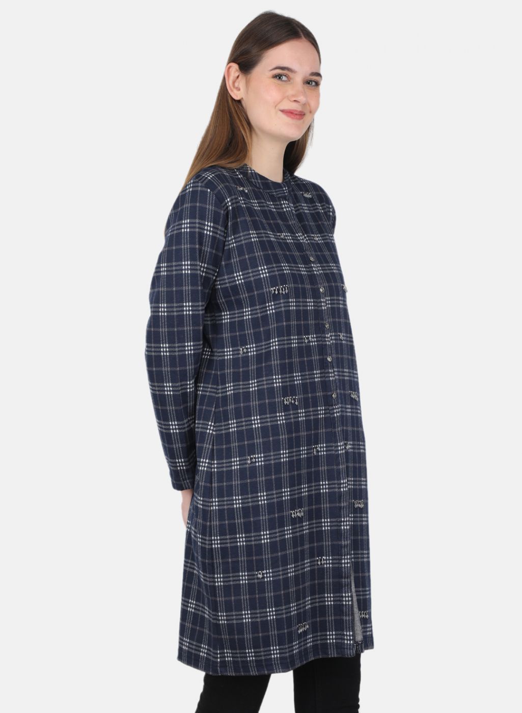 Women NAvy Blue Self Design Dress