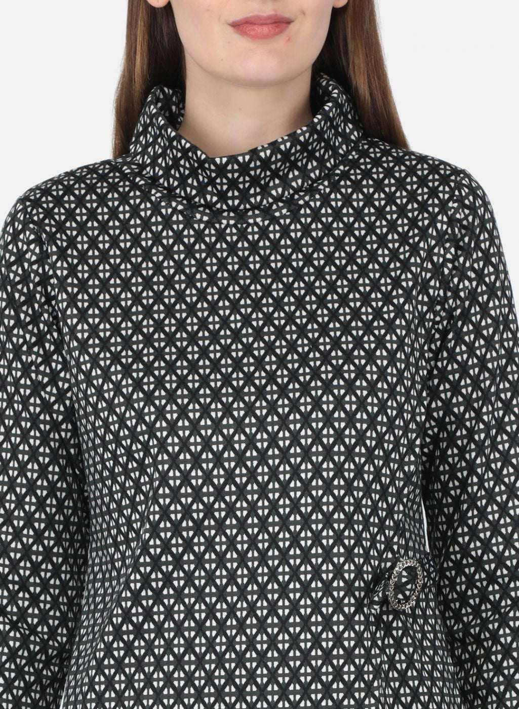 Women Olive Self Design Dress