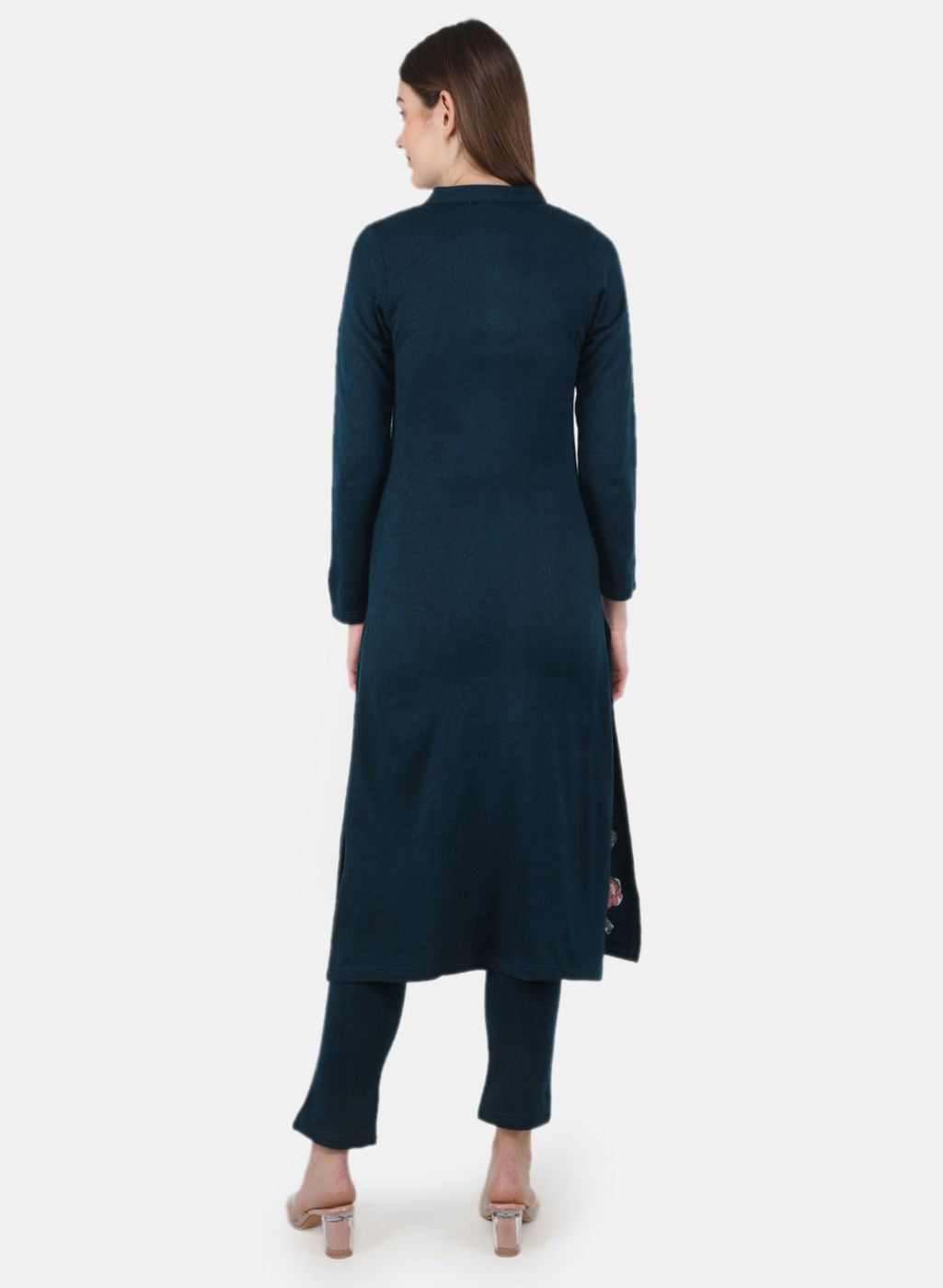 Women Blue Self Design Kurti+Lower Set