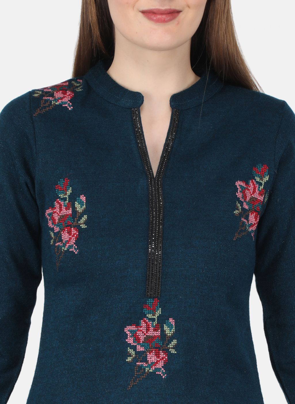 Women Blue Self Design Kurti+Lower Set