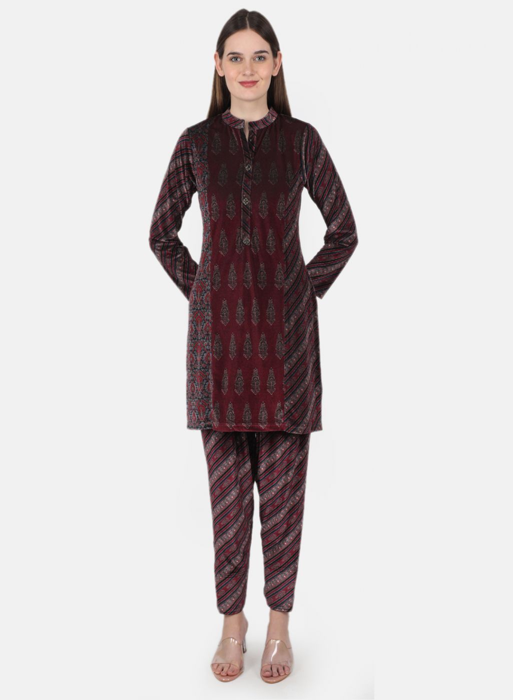 Women Pink Self Design Kurti+Lower Set