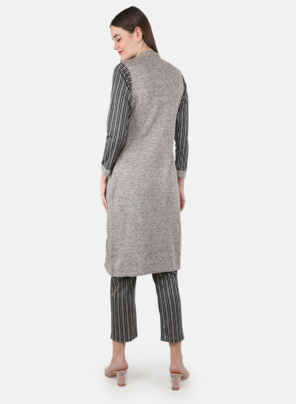 Women Beige Self Design Kurti+Lower Set