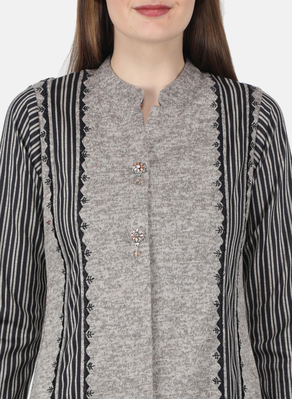 Women Beige Self Design Kurti+Lower Set