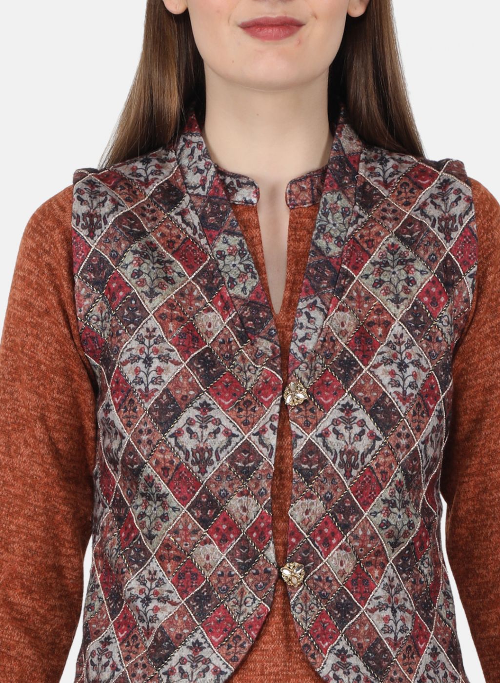 Women Multicolor 3 Pc Kurti+Jacket+Lower for Winter