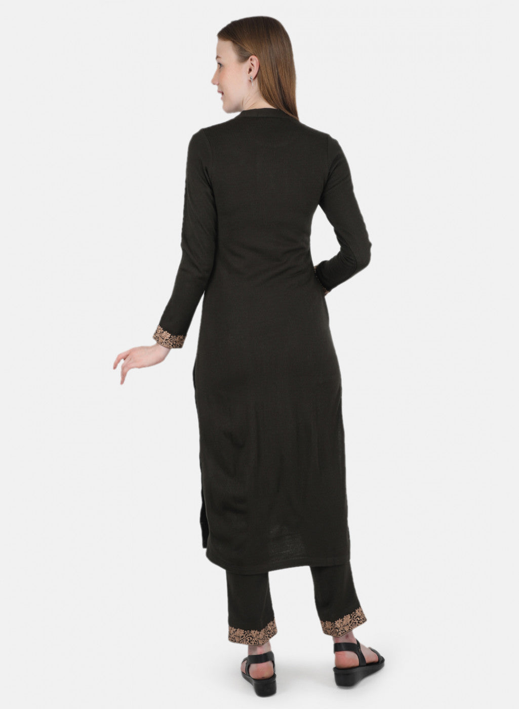 Women Green Kurti+Lower Set for Winter