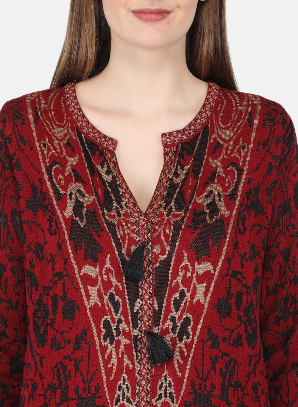 Women Maroon Self Design Kurti+Lower Set