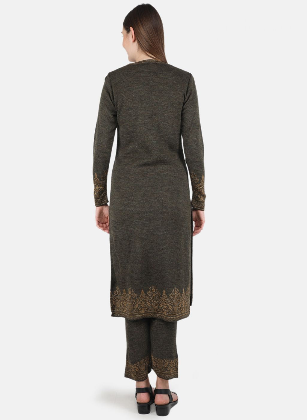 Women Green Kurti+Lower Set for Winter