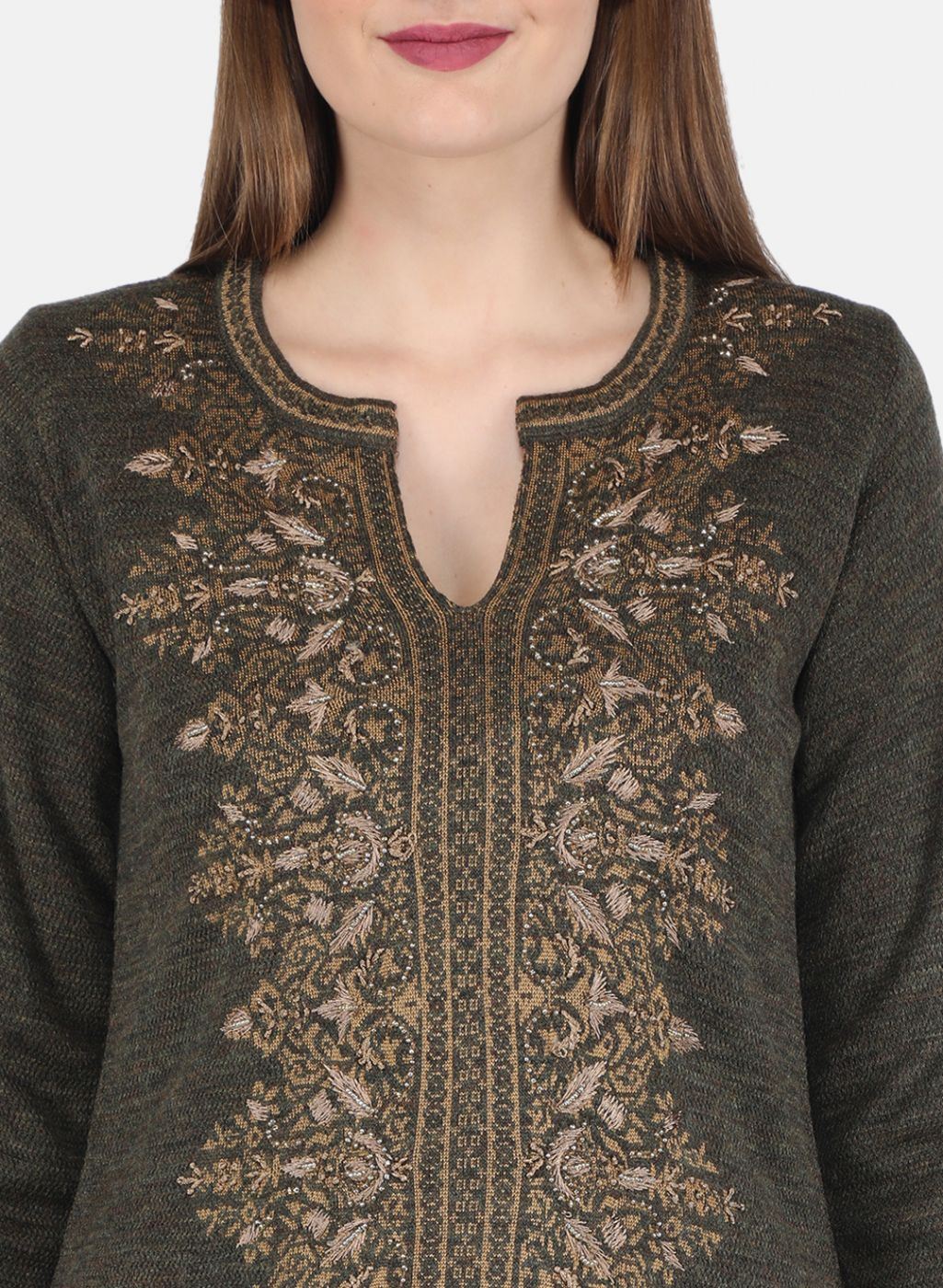 Women Green Kurti+Lower Set for Winter