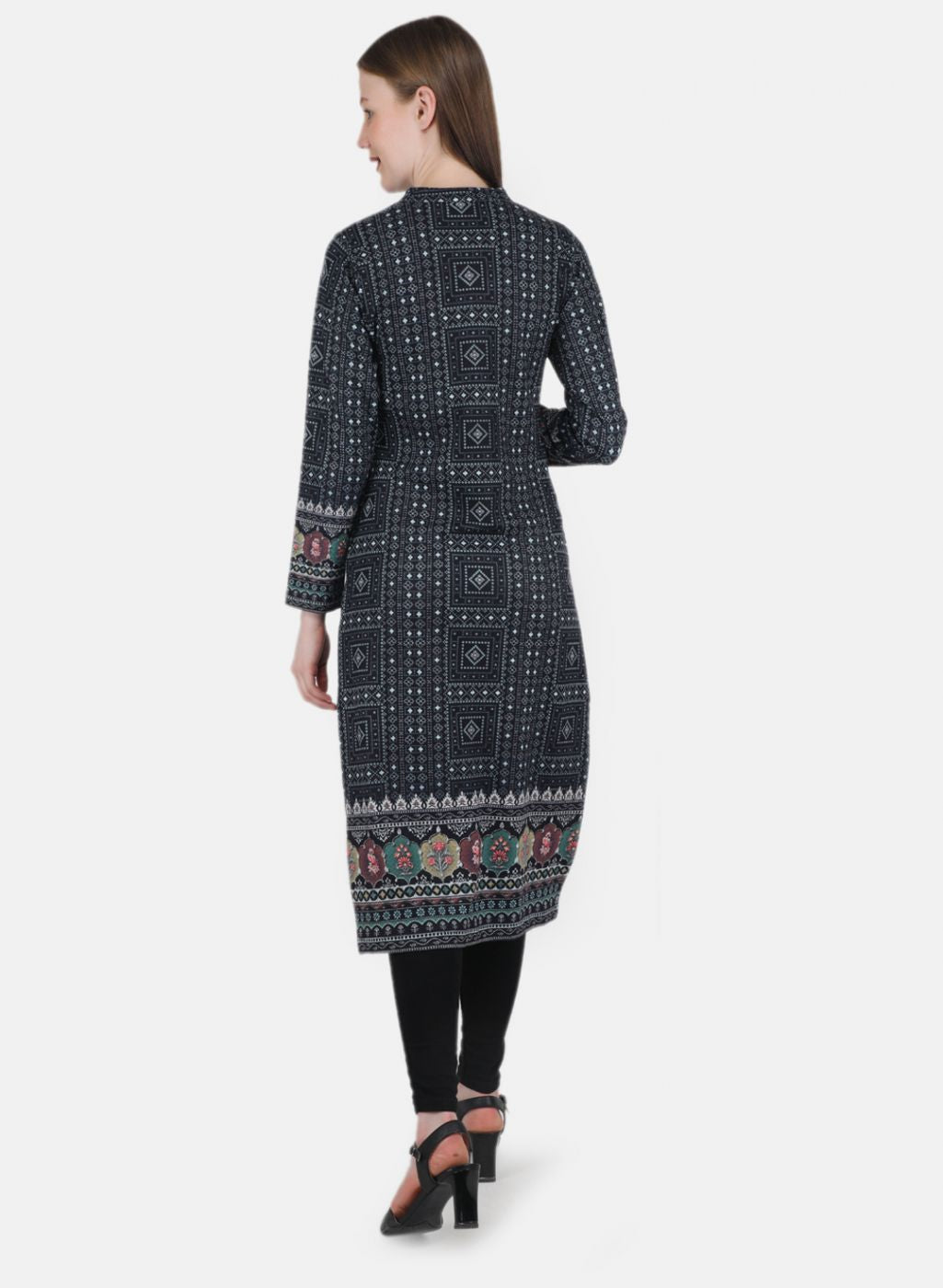 Women NAvy Blue Self Design Kurti
