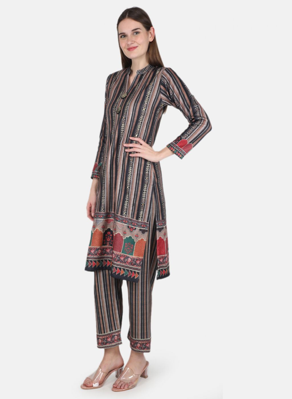 Women Brown Kurti+Lower Set for Winter