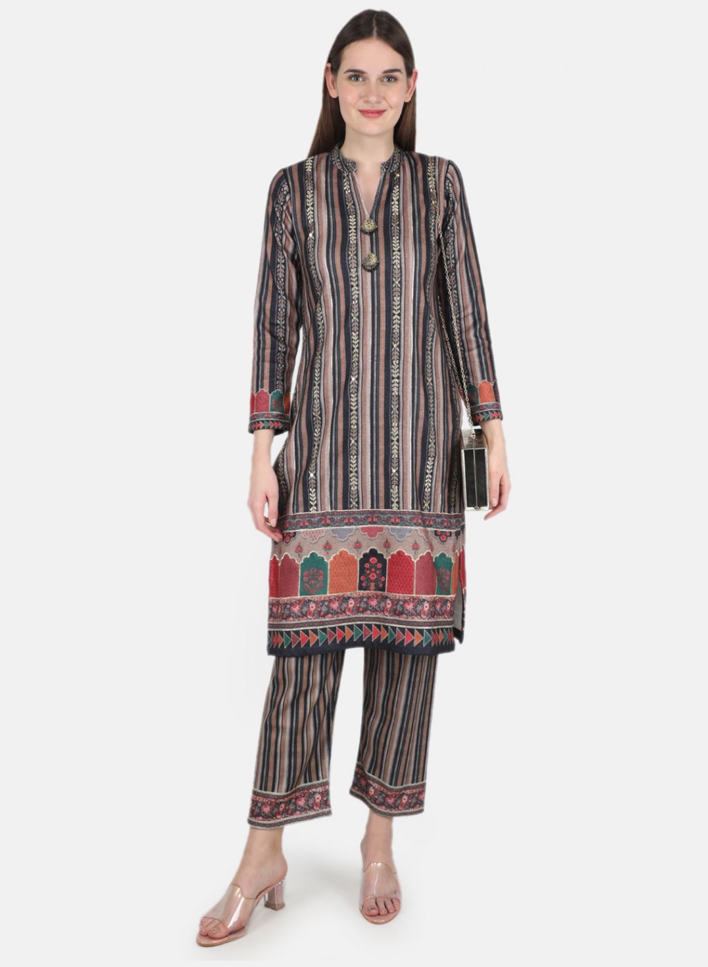 Women Brown Kurti+Lower Set for Winter