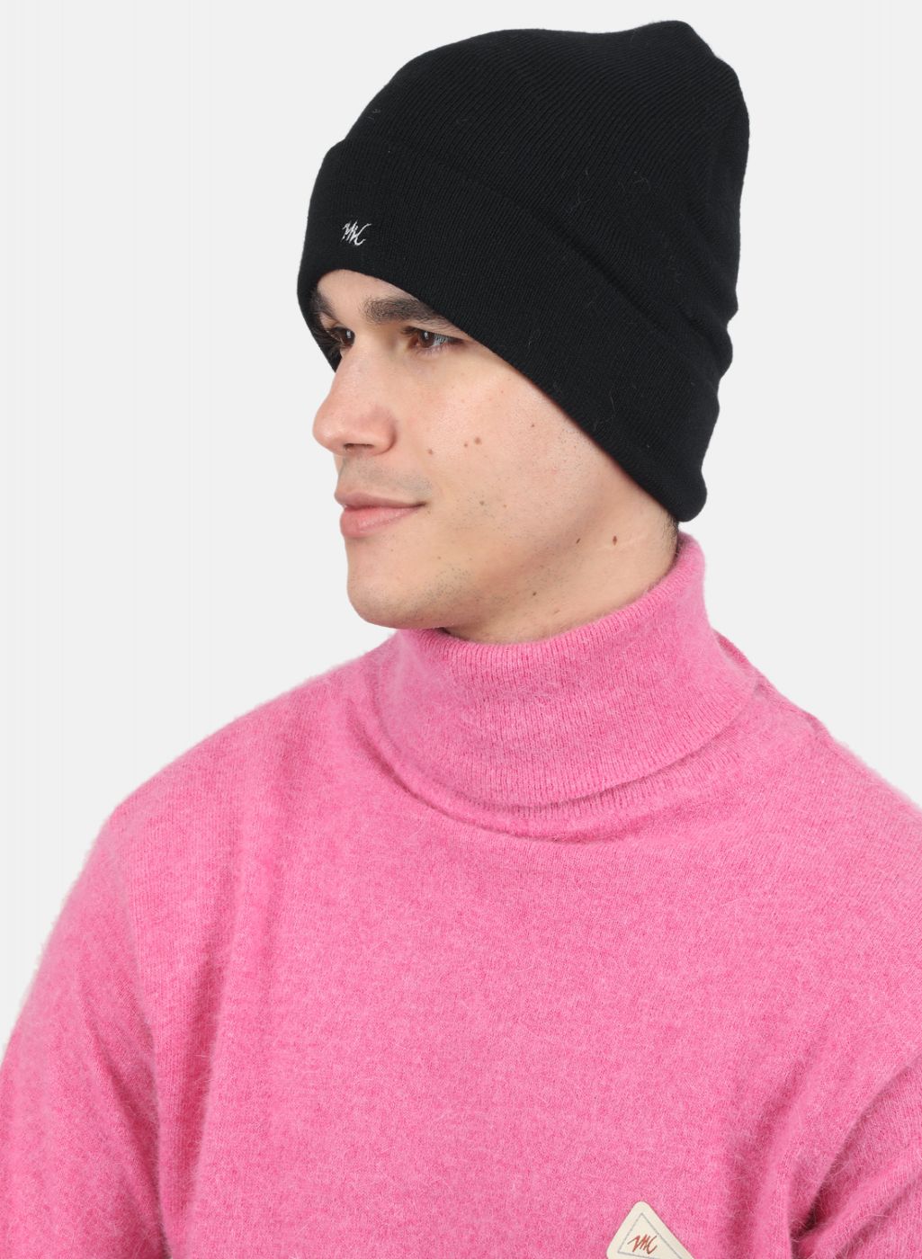 Men Black Self Design Cap