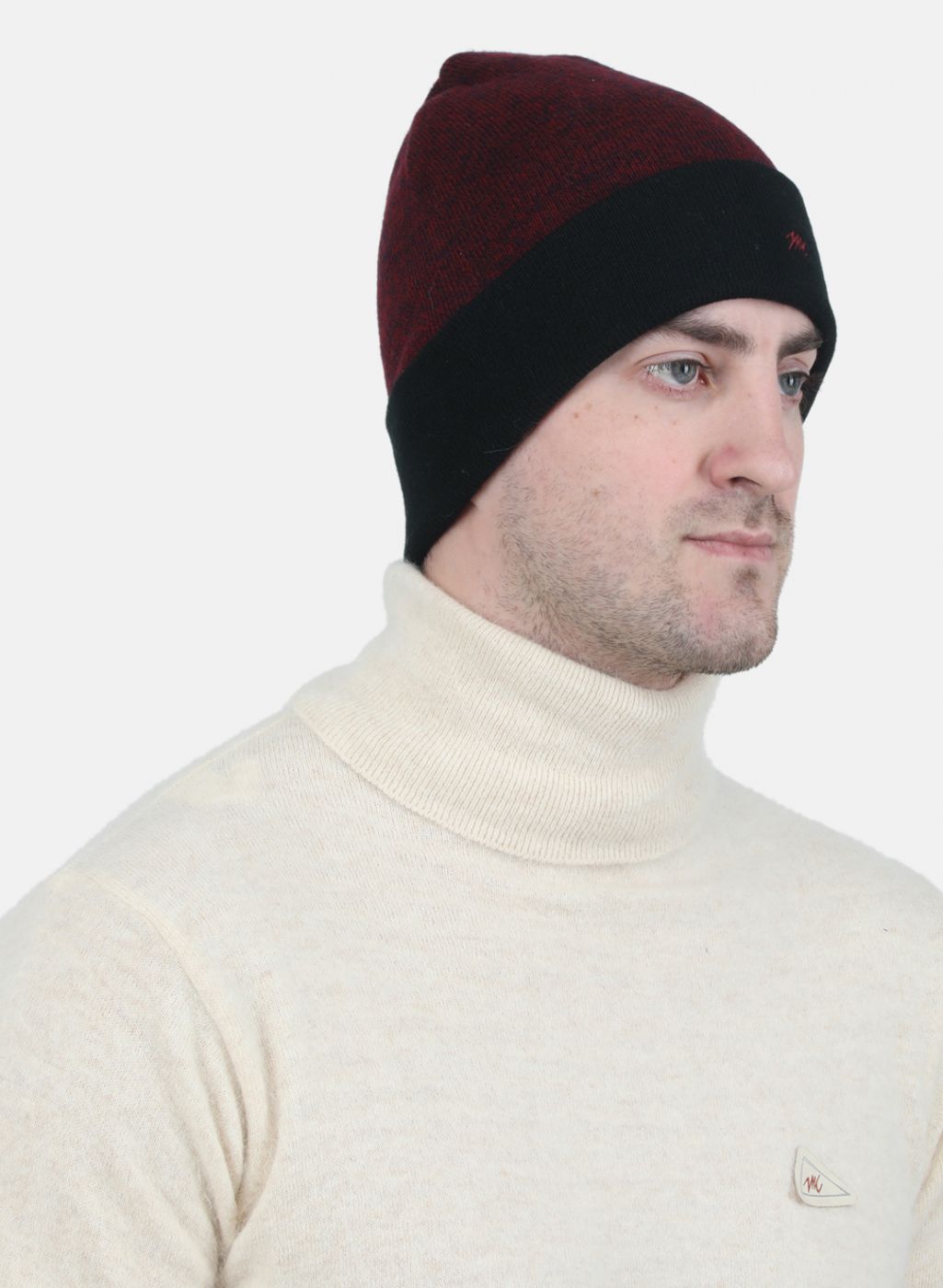 Men Red Self Design Cap