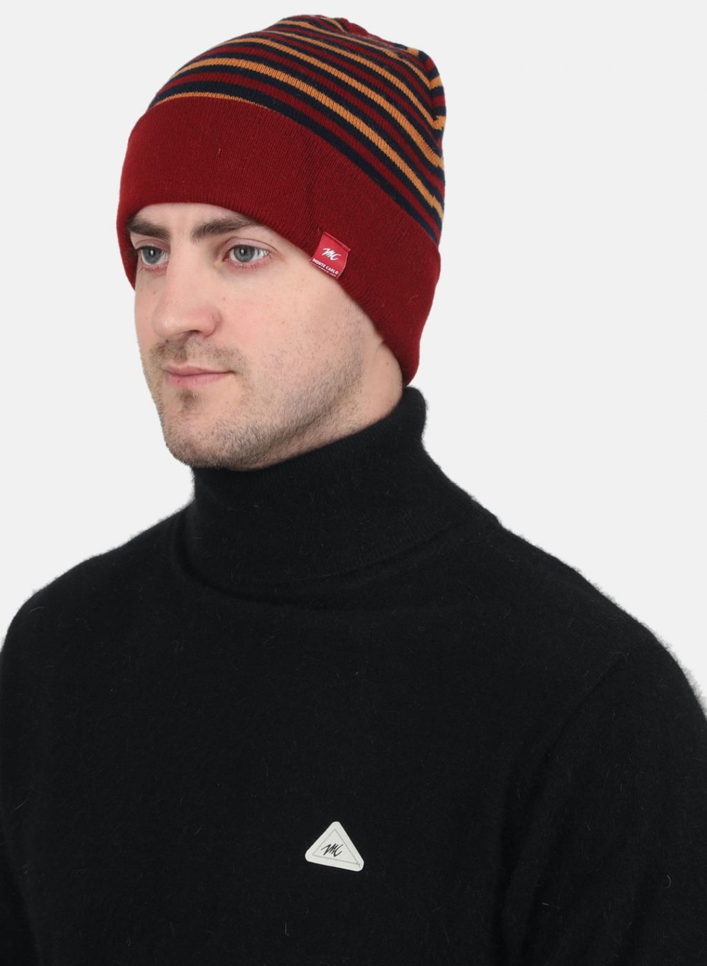 Men Red Self Design Cap