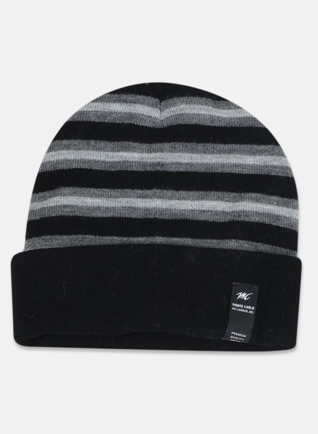 Men Black Self Design Cap