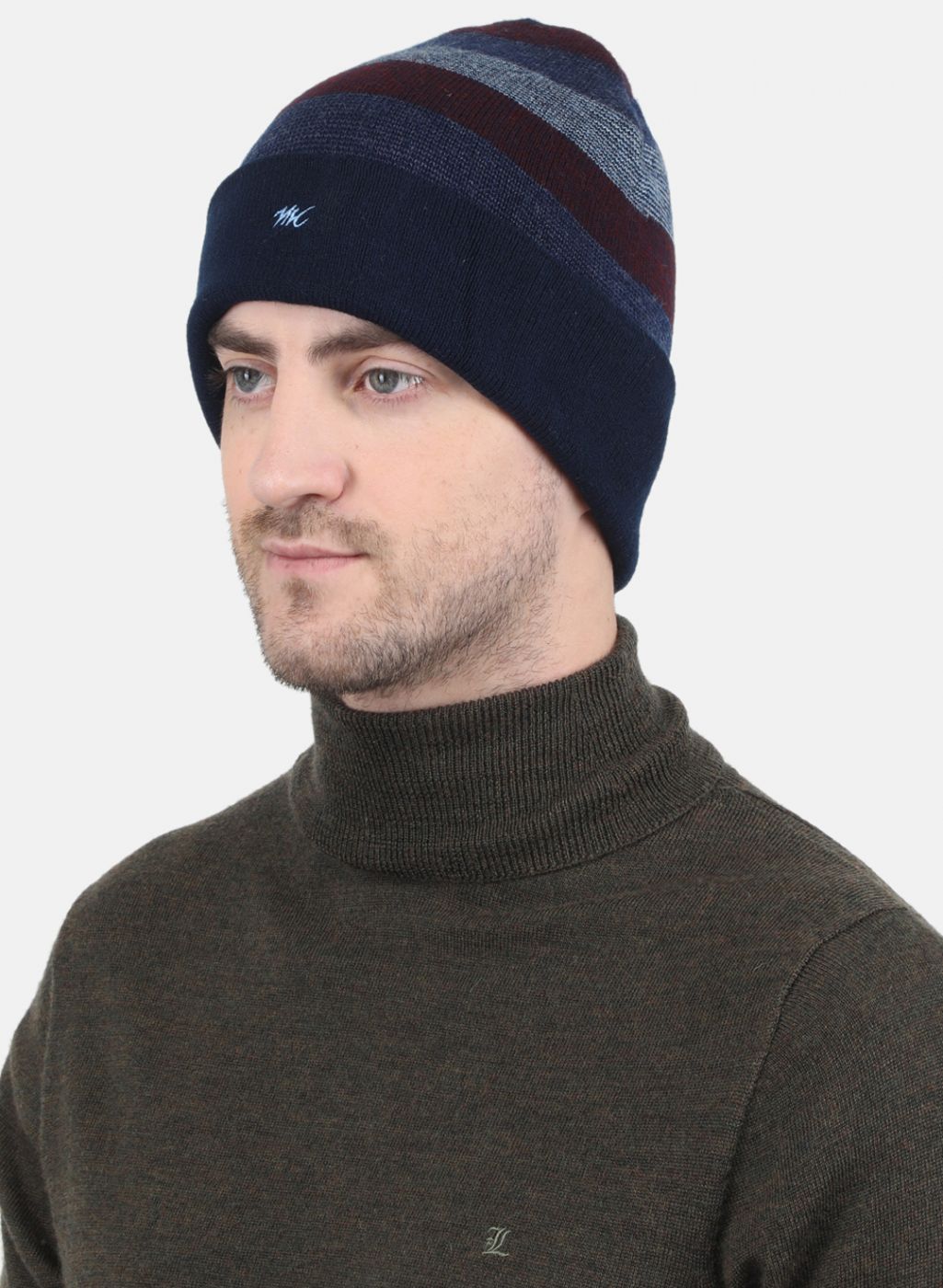 Men NAvy Blue Self Design Cap