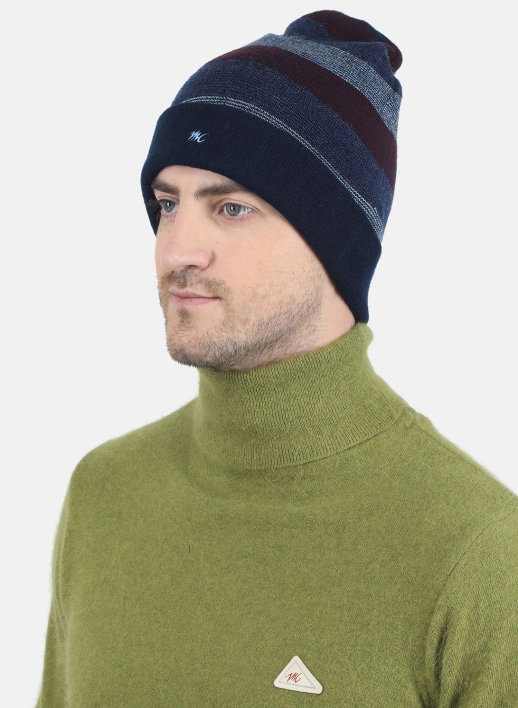 Men Red Self Design Cap