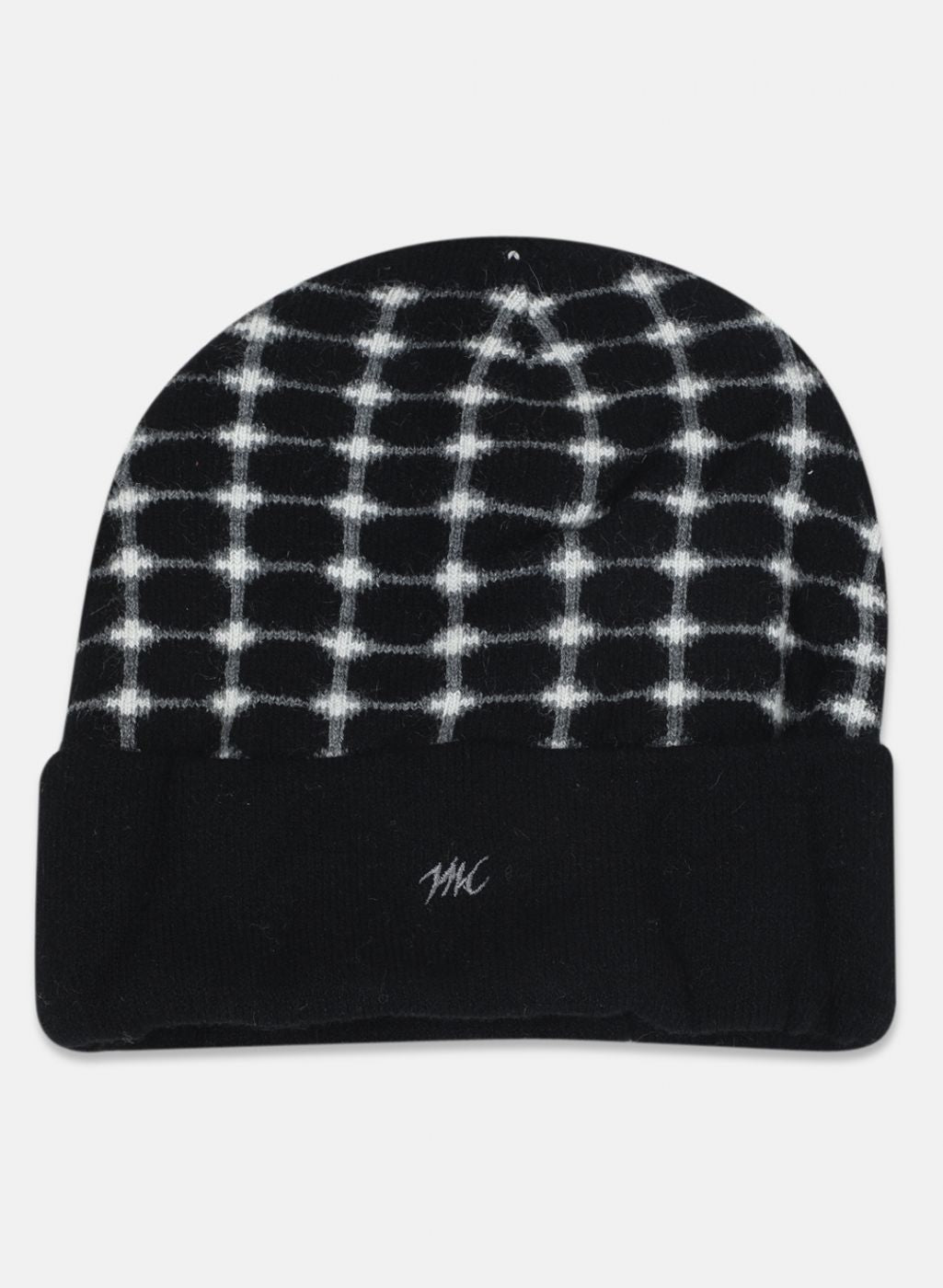 Men Black Self Design Cap