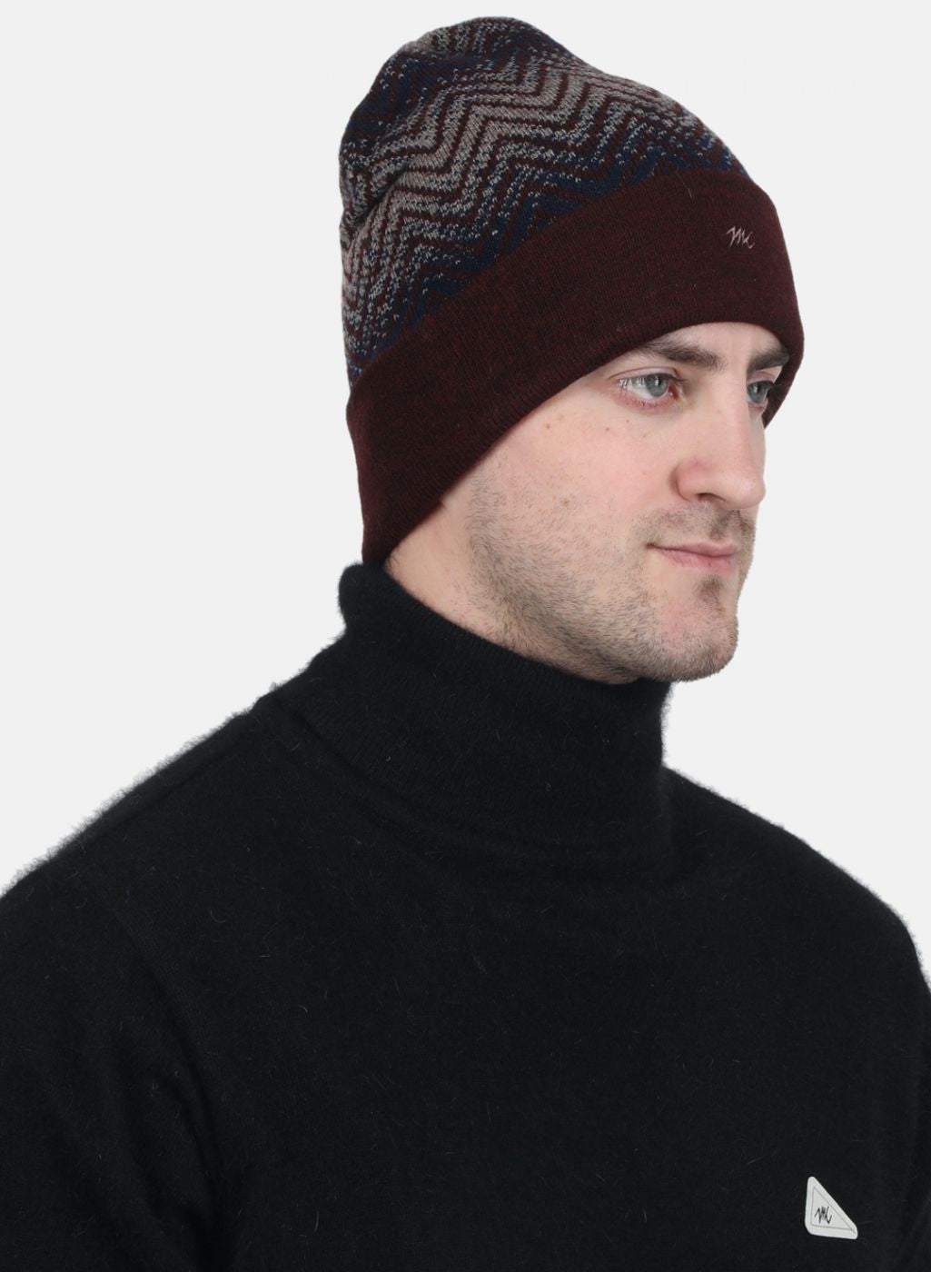 Men Maroon Self Design Cap