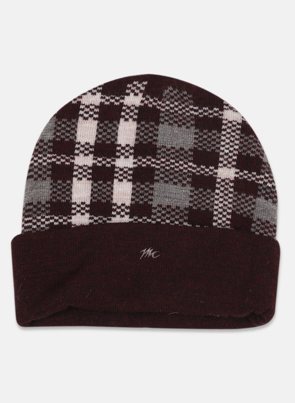 Men Maroon Self Design Cap
