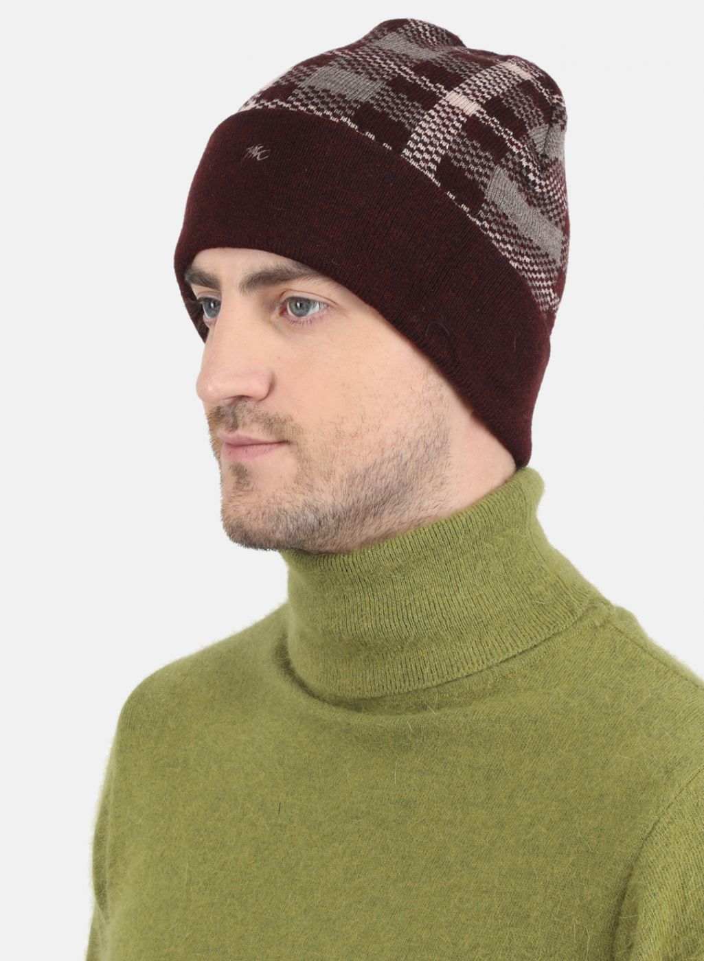Men Maroon Self Design Cap